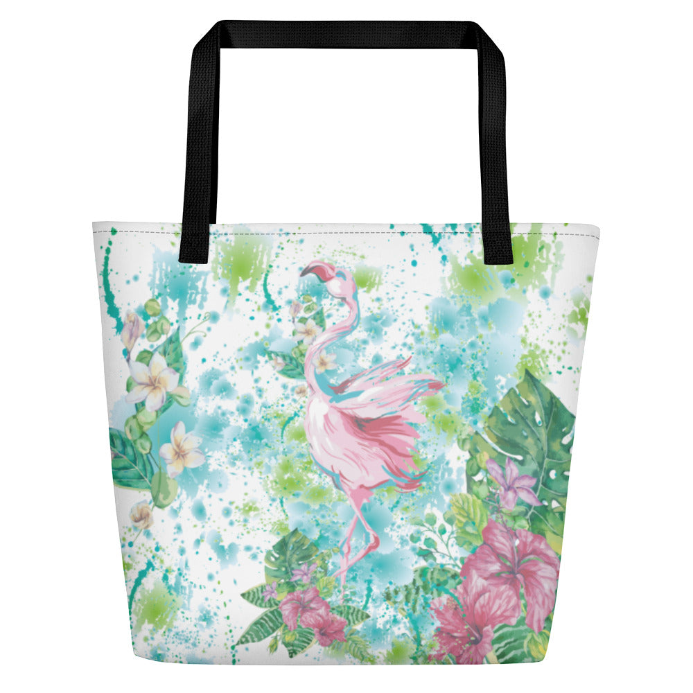 Flamingo Large Tote with Pocket