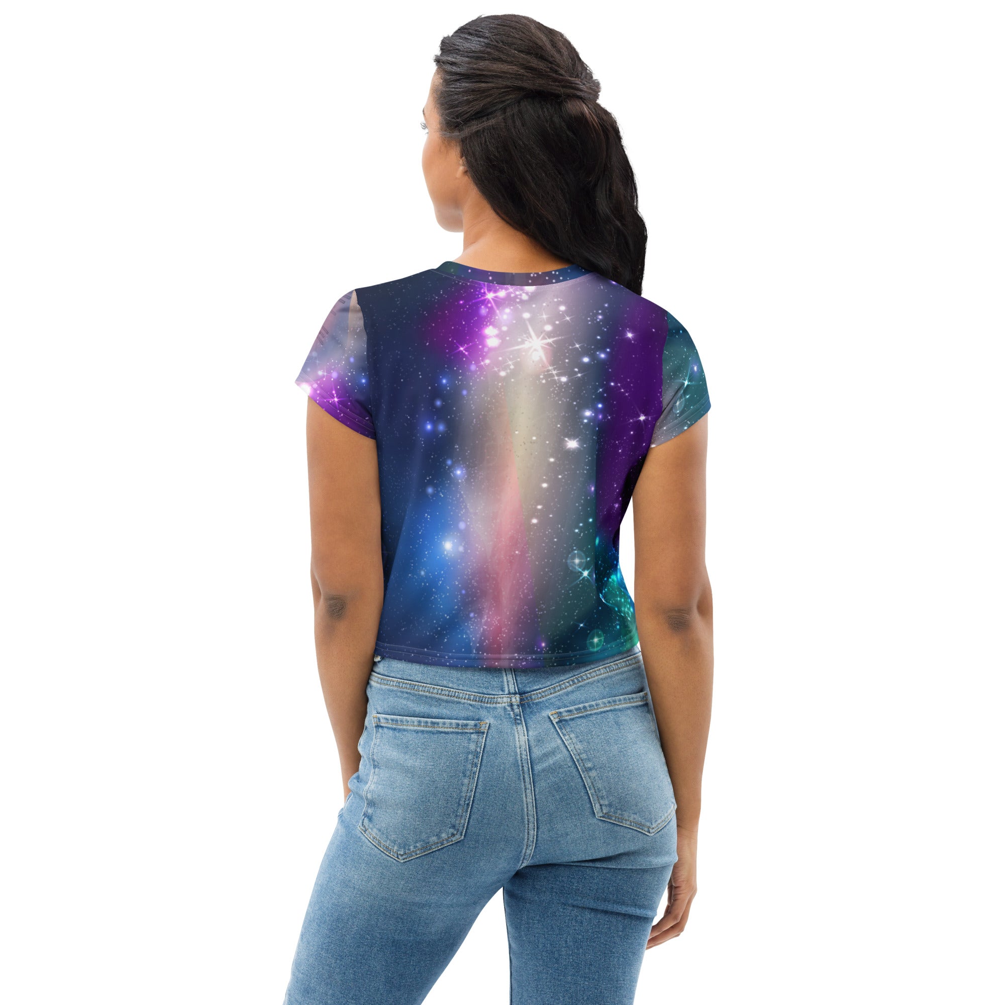 To The Moon All-Over Print Crop Tee