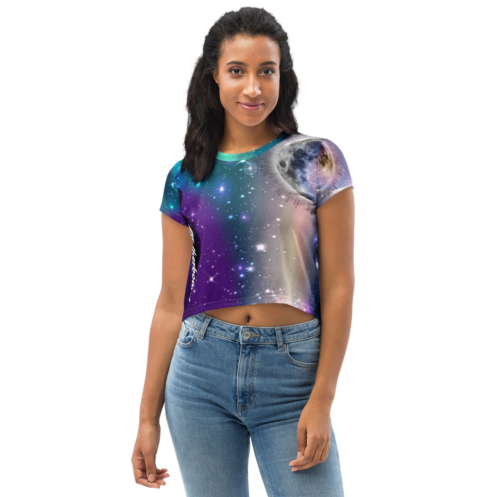 To The Moon All-Over Print Crop Tee