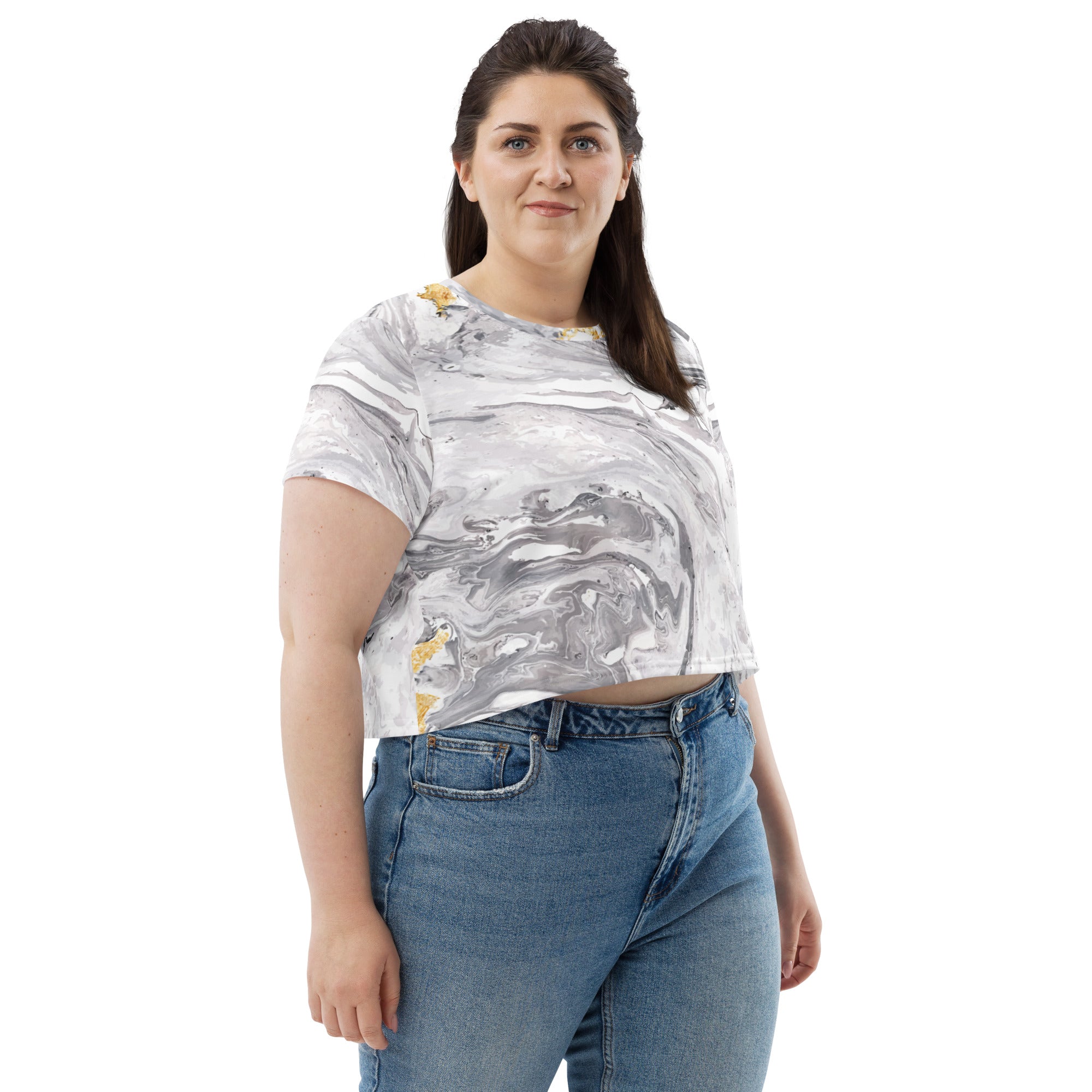 Mixed Marble Arts All-Over Print Crop Tee